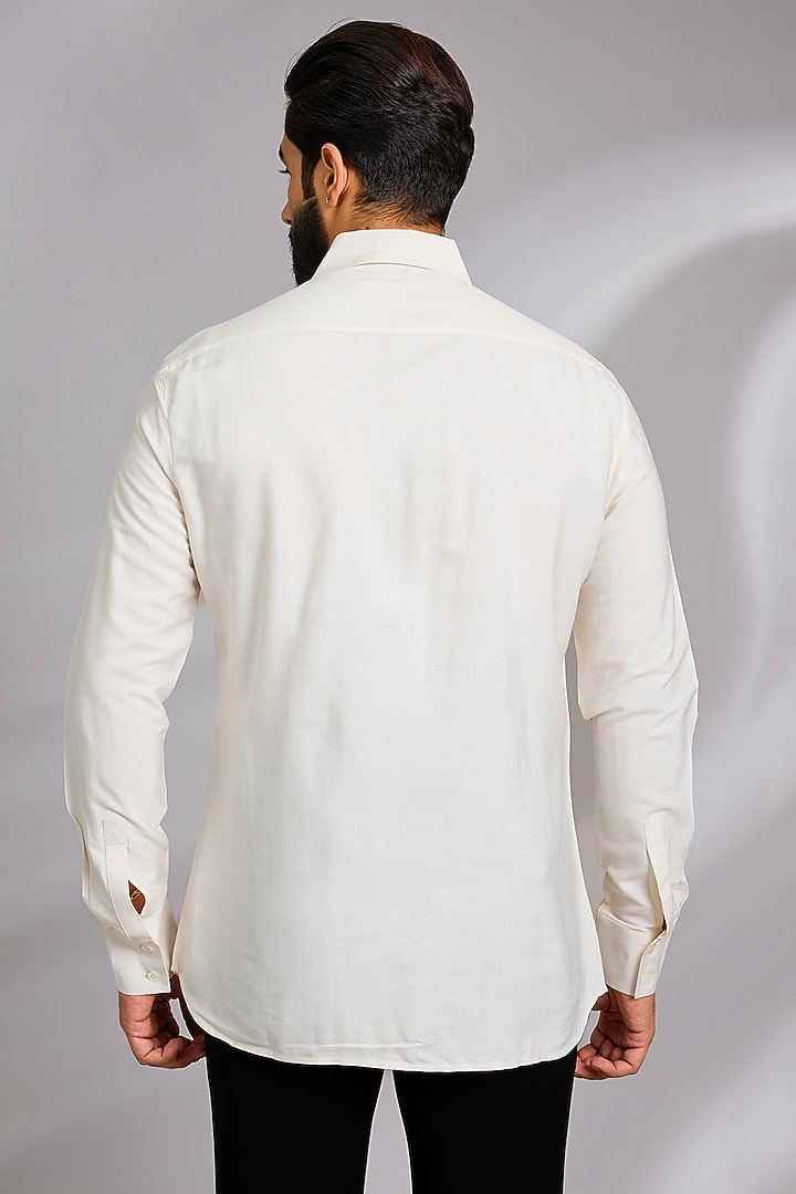 Ivory Poplin Party Wear Shirt by Rohit Bal Men at Pernia's Pop Up Shop