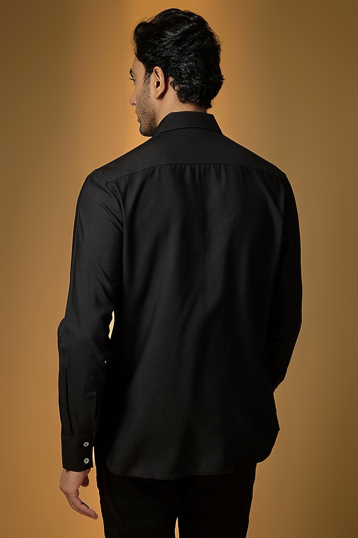 Black Poplin Wedding Shirt by Rohit Bal Men at Pernia's Pop Up Shop