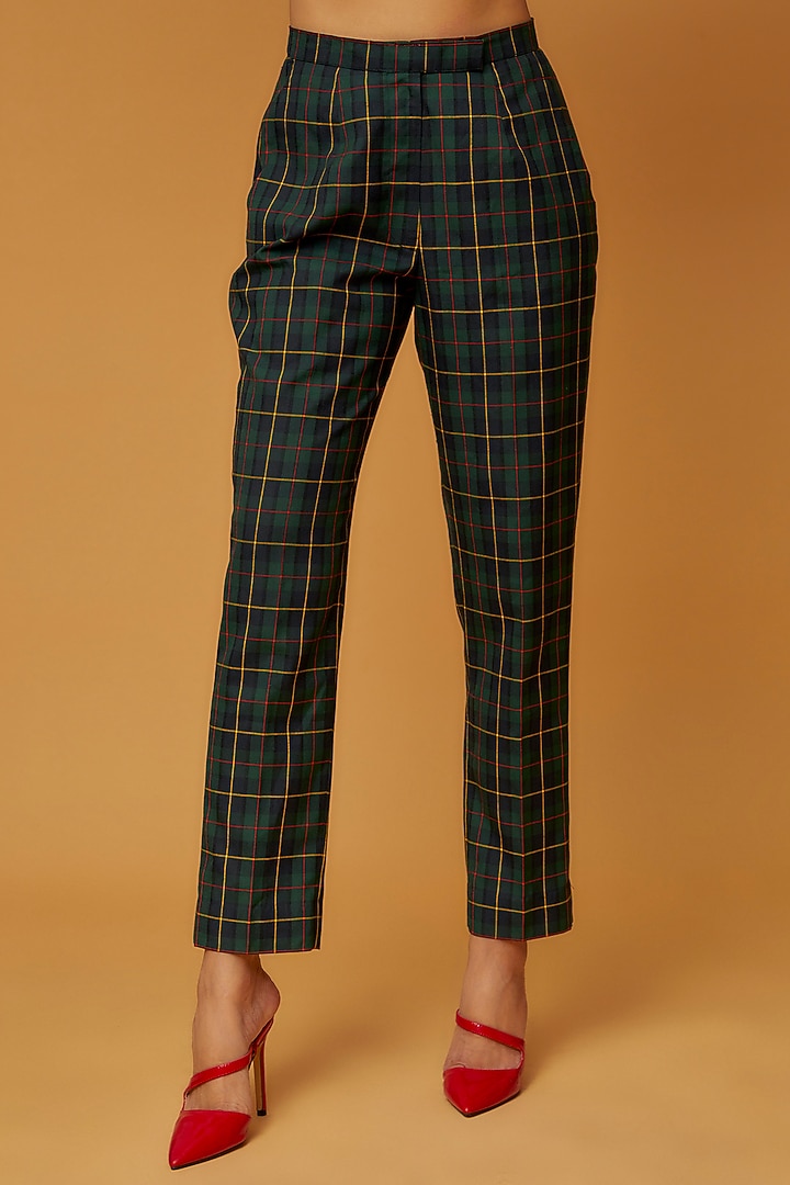 Green Suiting Checkered Blazer Set by Ranbir Mukherjee at Pernia's Pop Up Shop