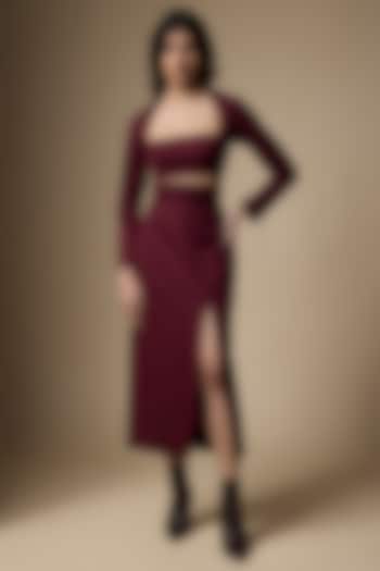 Wine Suiting Skirt Set by Ranbir Mukherjee at Pernia's Pop Up Shop