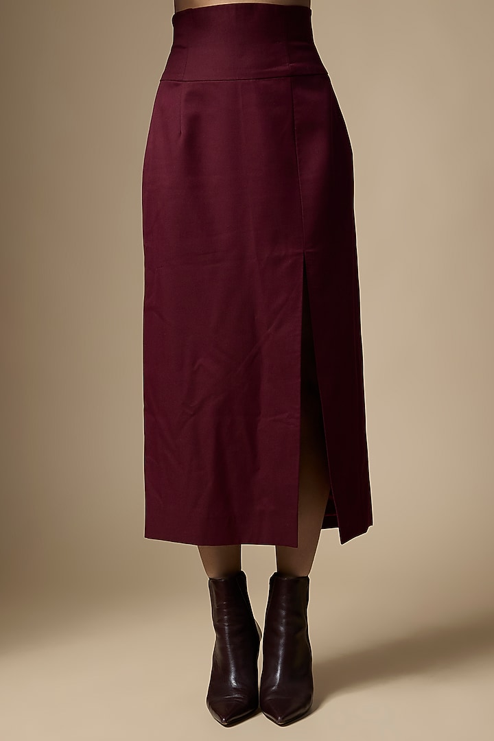 Wine Suiting Skirt Set by Ranbir Mukherjee at Pernia's Pop Up Shop