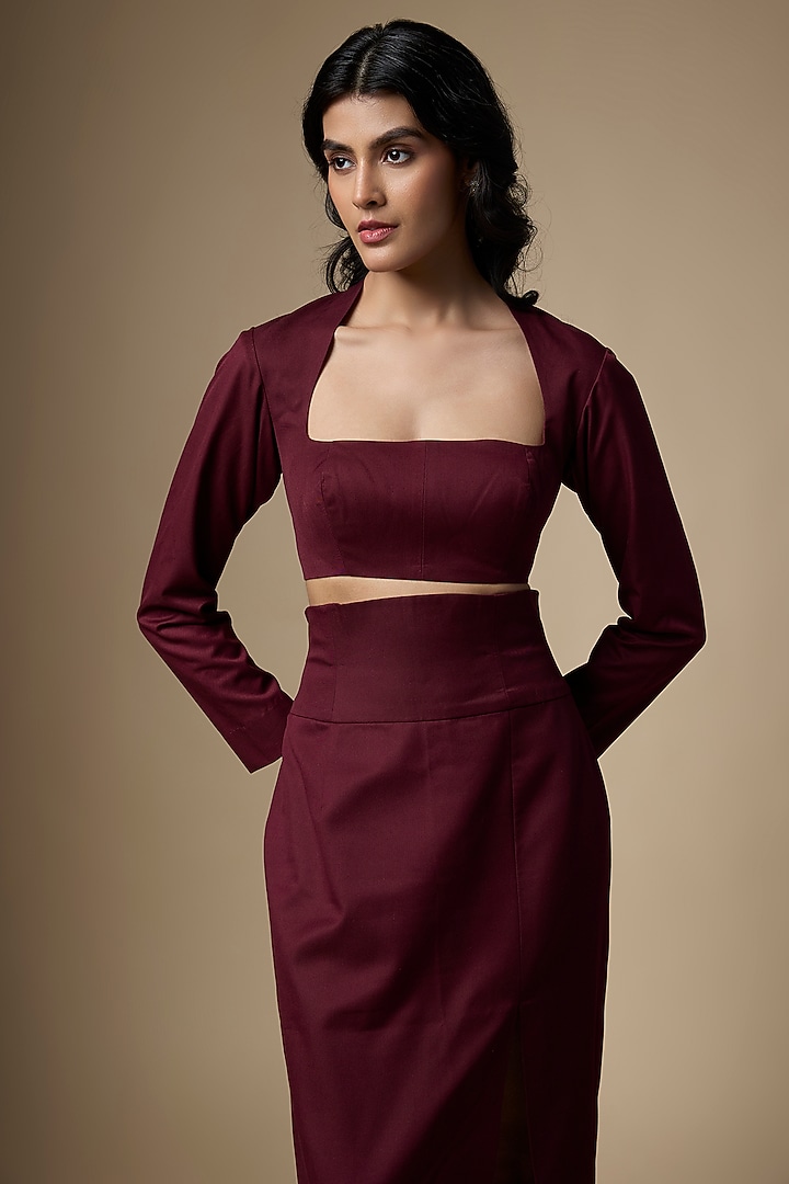 Wine Suiting Skirt Set by Ranbir Mukherjee at Pernia's Pop Up Shop