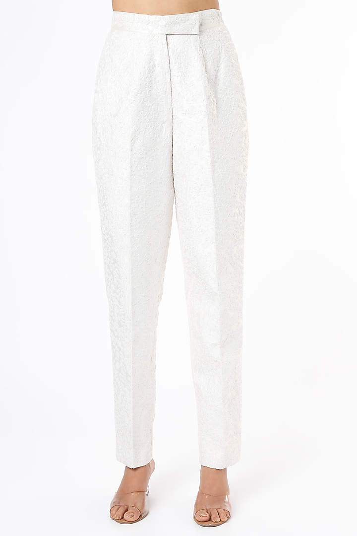 Off-White Embroidered Blazer Set by Ranbir Mukherjee at Pernia's Pop Up Shop