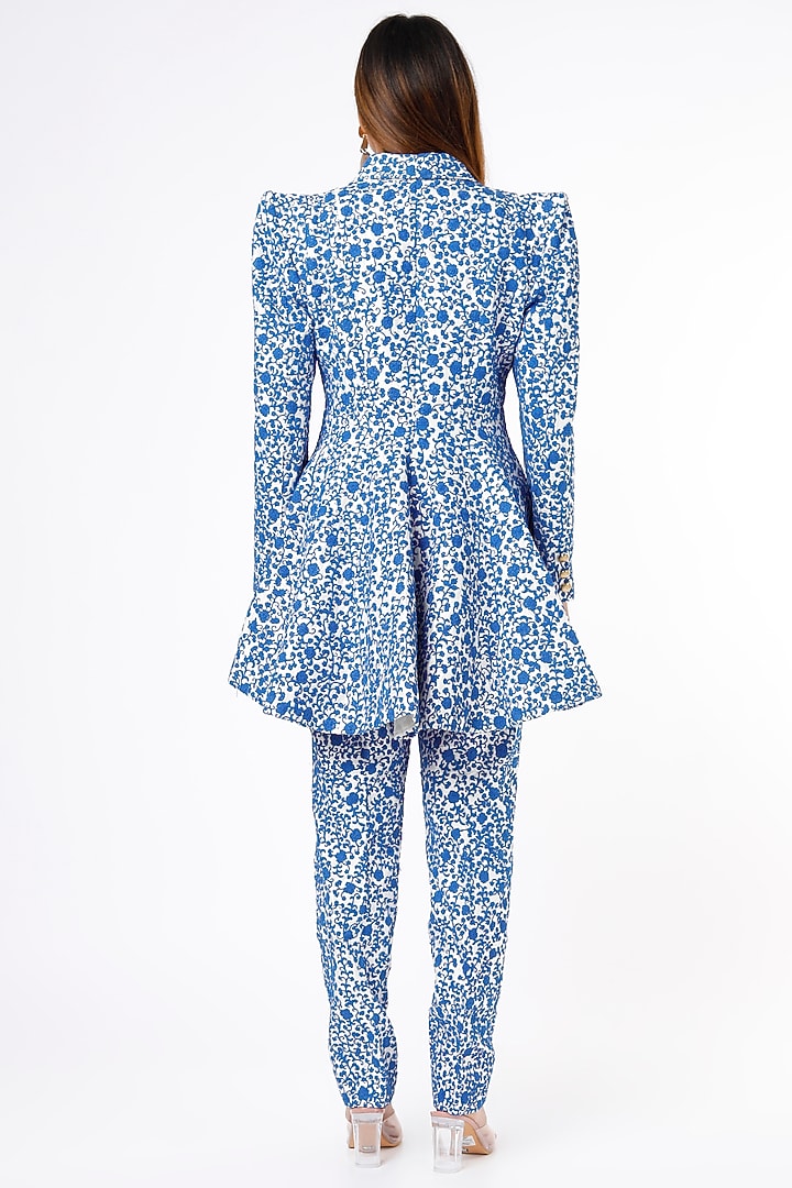 Cobalt Blue Embroidered Blazer Set by Ranbir Mukherjee at Pernia's Pop Up Shop