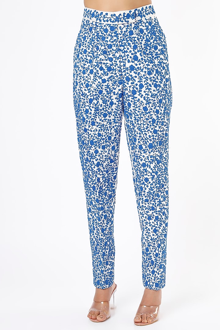 Cobalt Blue Embroidered Blazer Set by Ranbir Mukherjee at Pernia's Pop Up Shop