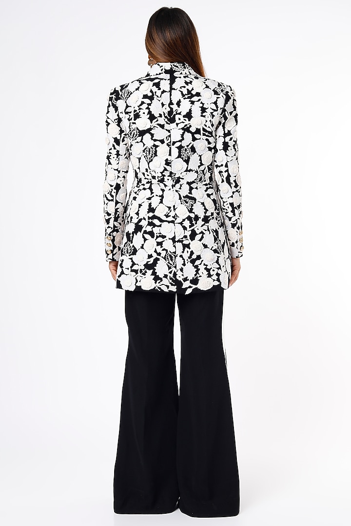 Black & White Embroidered Blazer Set by Ranbir Mukherjee at Pernia's Pop Up Shop