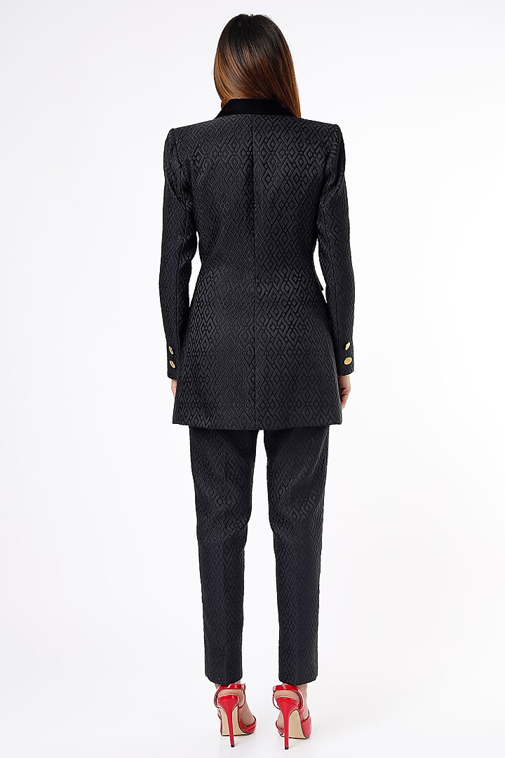 Black Embroidered Blazer Set by Ranbir Mukherjee at Pernia's Pop Up Shop
