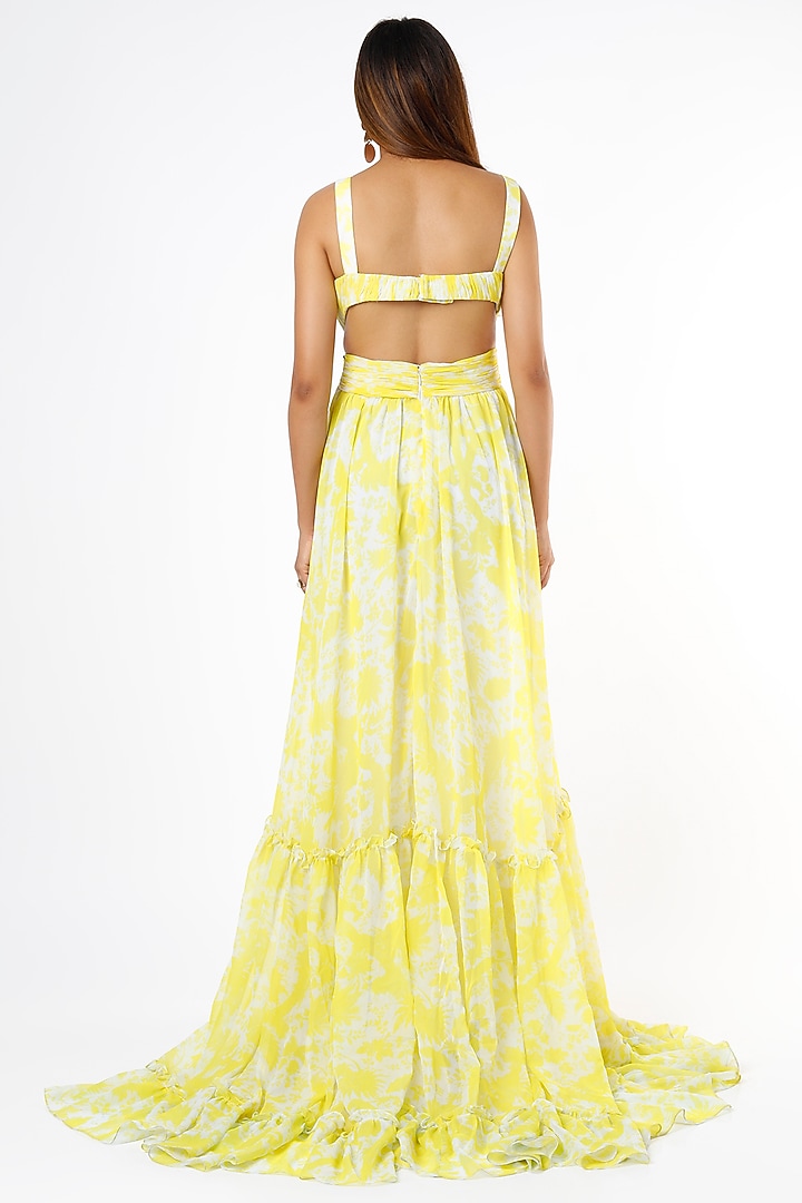 Yellow & White Printed Vacation Dress by Ranbir Mukherjee at Pernia's Pop Up Shop