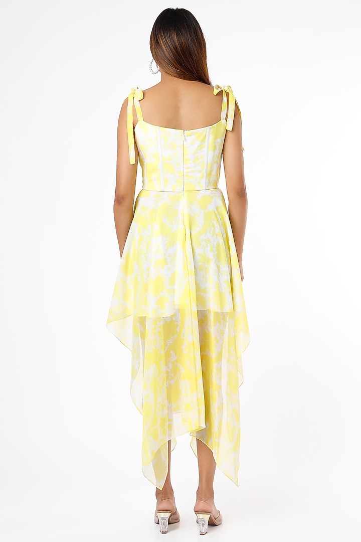 Yellow & White Printed Vacation Dress by Ranbir Mukherjee at Pernia's Pop Up Shop