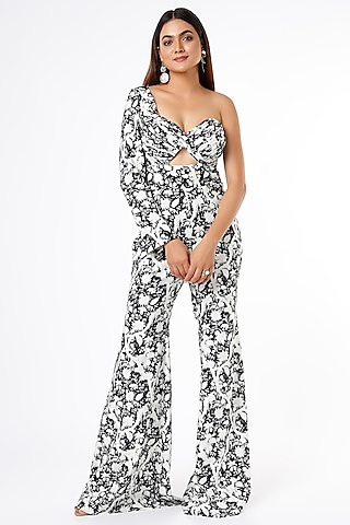 Black & White Printed Jumpsuit by ranbir mukherjee-MORE FROM Ranbir Mukherjee