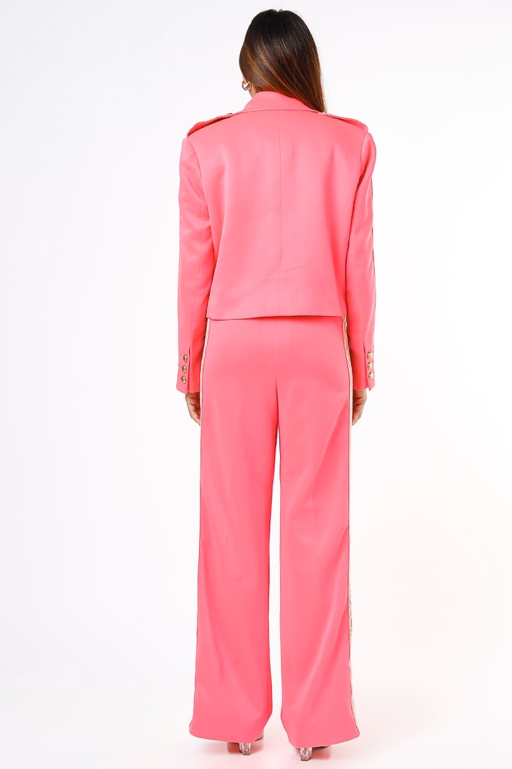 Pink Scuba Blazer Set by Ranbir Mukherjee at Pernia's Pop Up Shop