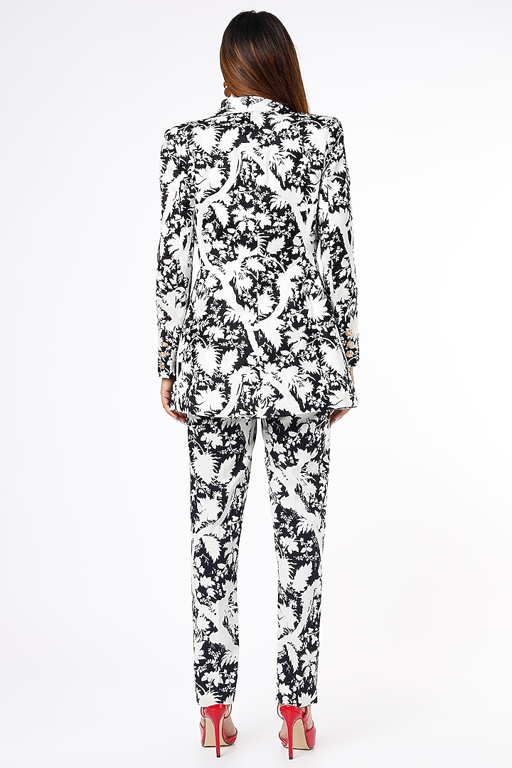 Black & White Printed Blazer Set by Ranbir Mukherjee at Pernia's Pop Up Shop