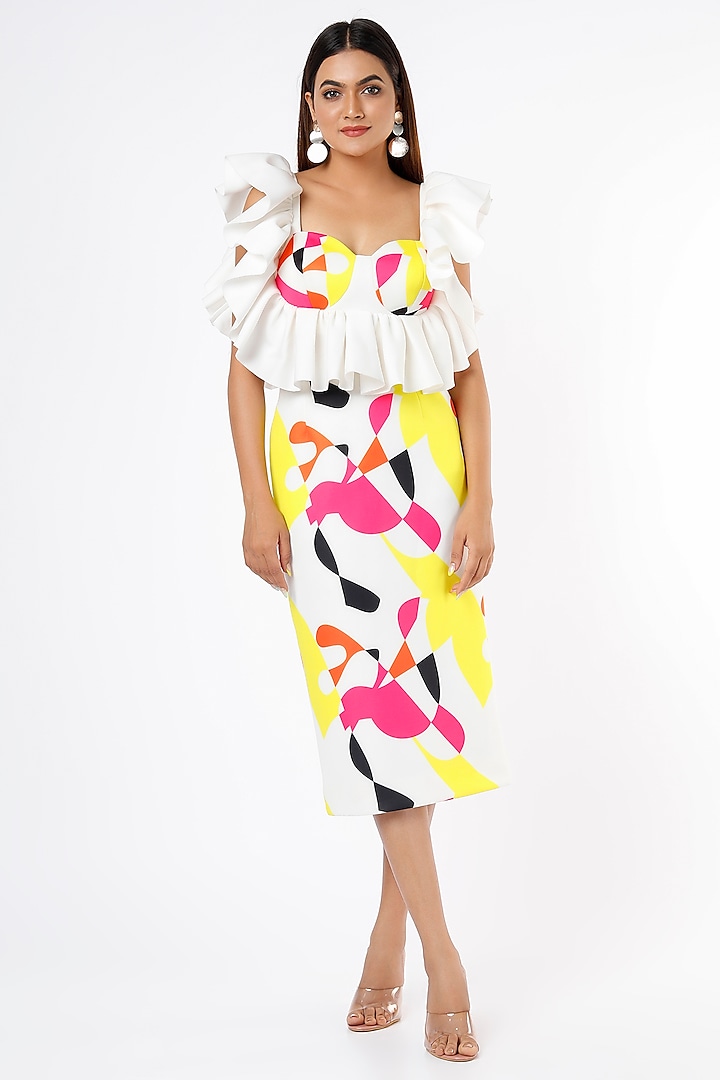 Multi-Colored Printed Skirt Set by Ranbir Mukherjee