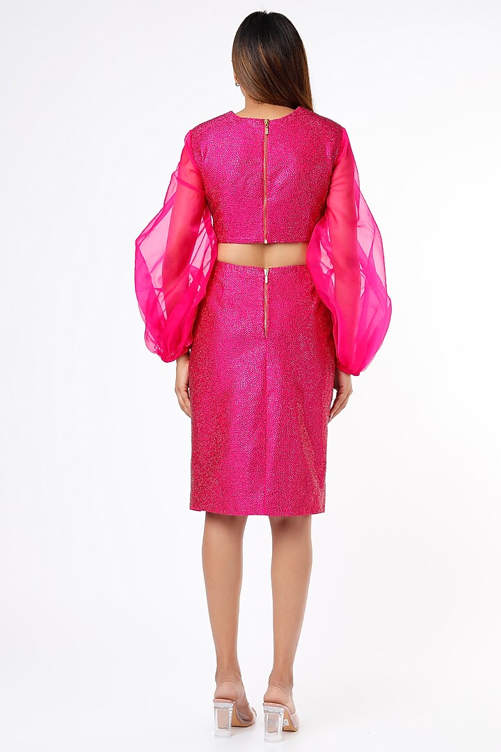 Pink Silk Embellished Skirt Set by Ranbir Mukherjee at Pernia's Pop Up Shop
