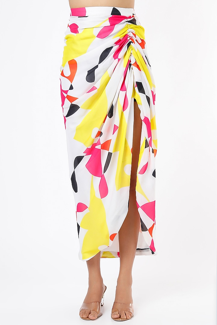 Multi-Coloured Satin Georgette Skirt Set by Ranbir Mukherjee at Pernia's Pop Up Shop