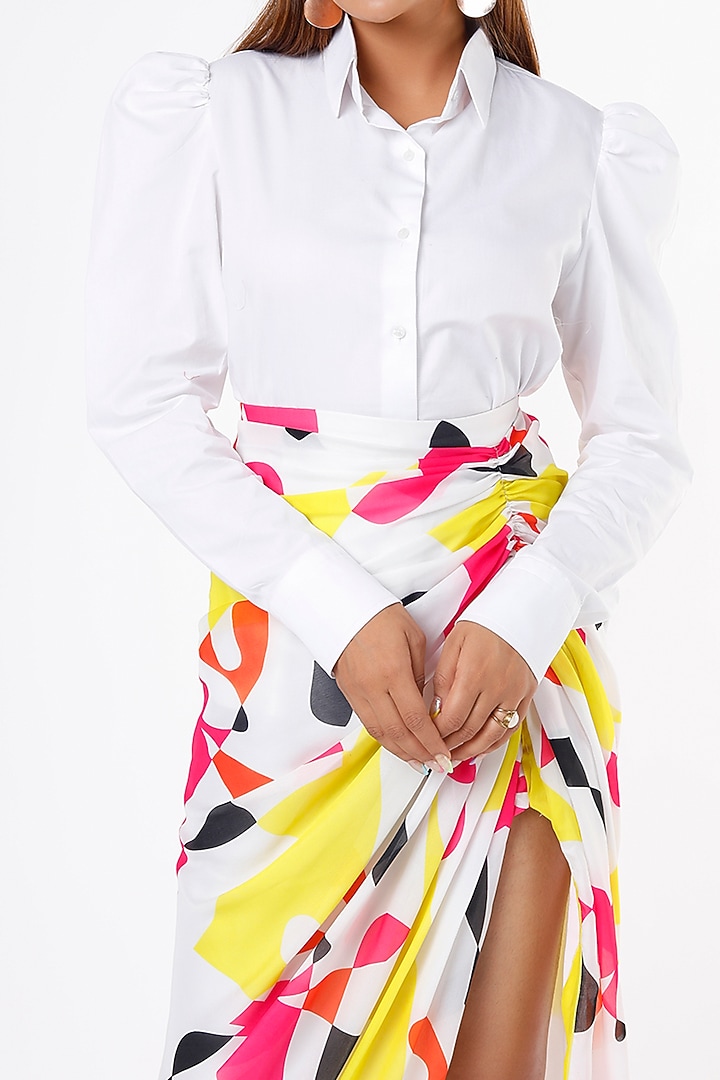 Multi-Coloured Satin Georgette Skirt Set by Ranbir Mukherjee at Pernia's Pop Up Shop