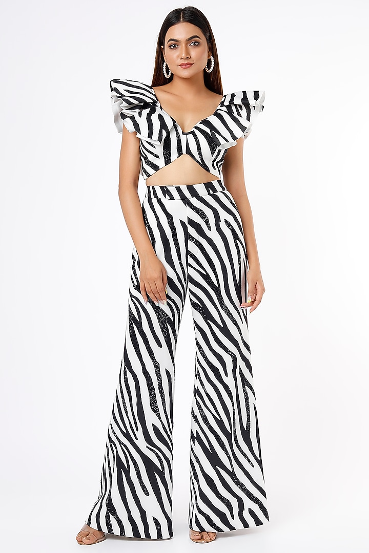 Black & White Scuba Pant Set by Ranbir Mukherjee at Pernia's Pop Up Shop