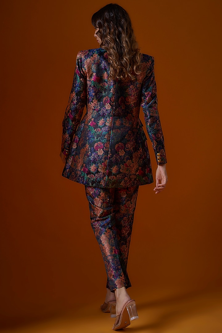 Multi-Colored Brocade Silk Blazer Set by Ranbir Mukherjee at Pernia's Pop Up Shop