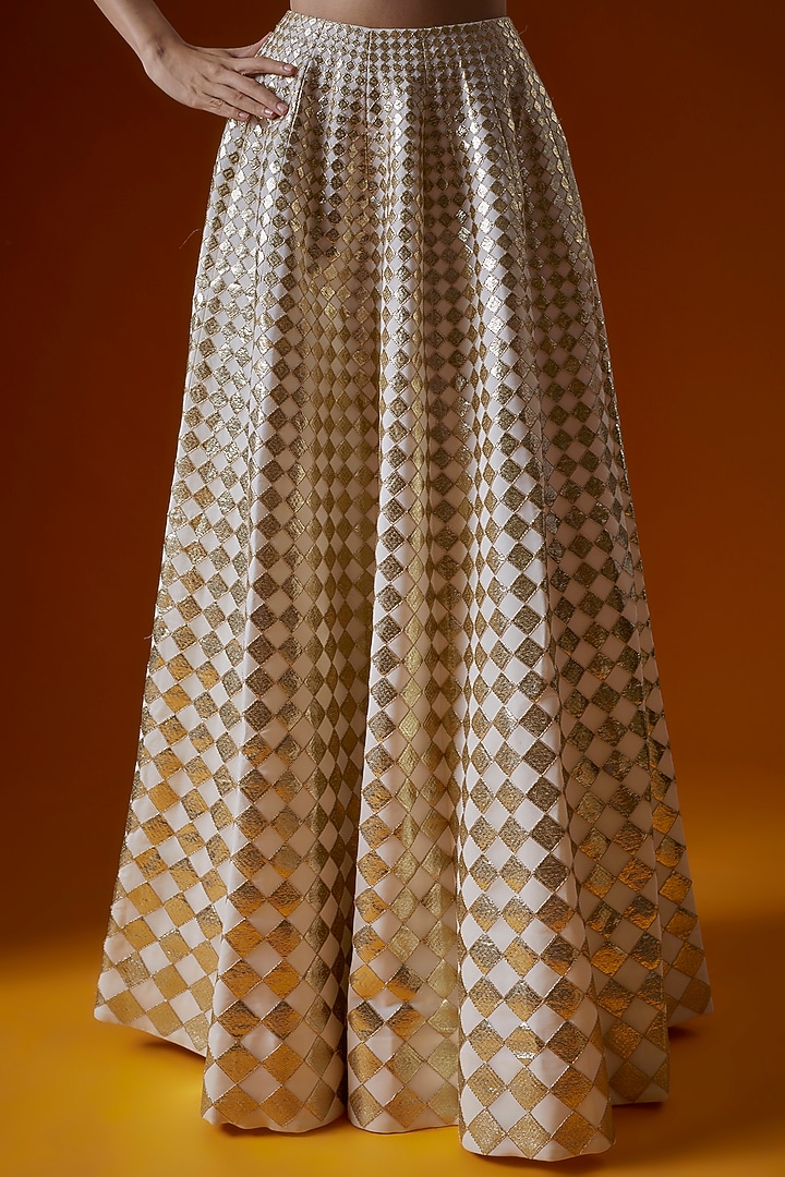 Ivory Georgette Embroidered Wedding Lehenga Set by Ranbir Mukherjee at Pernia's Pop Up Shop