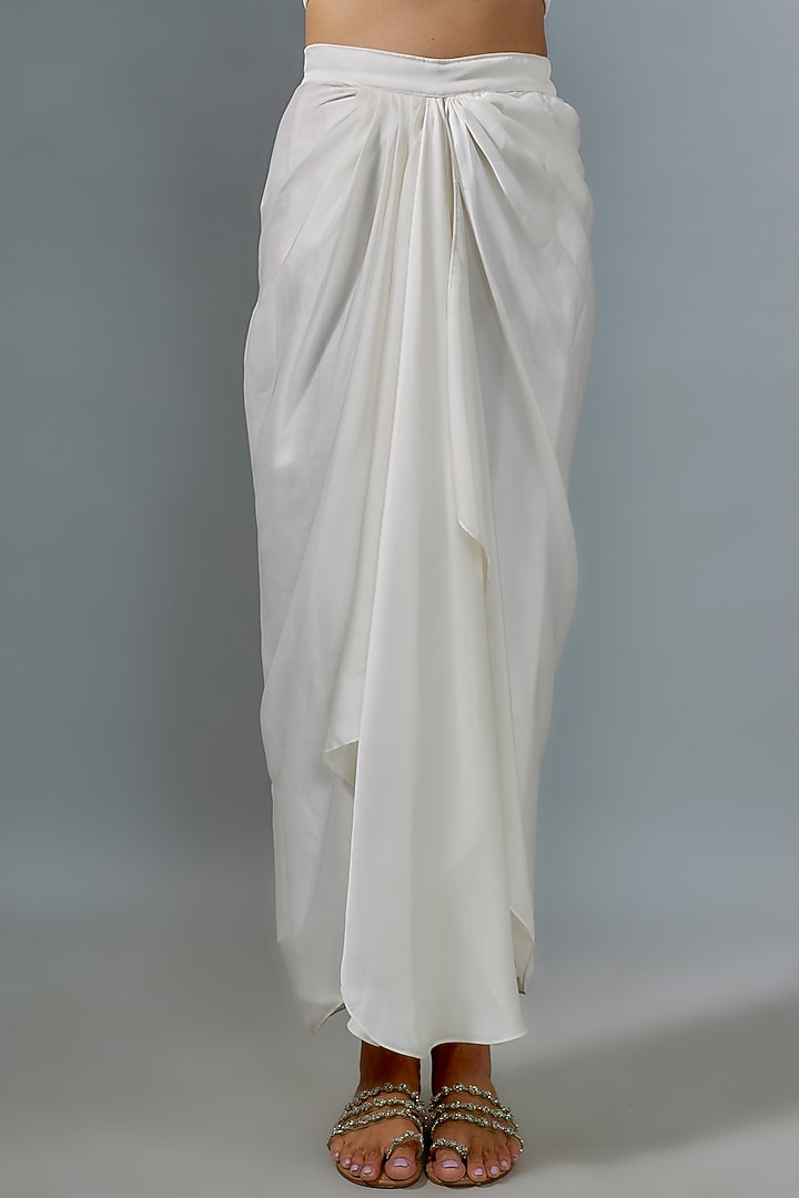 Ivory Organza Stone Embroidered Cape Set by Ranbir Mukherjee at Pernia's Pop Up Shop