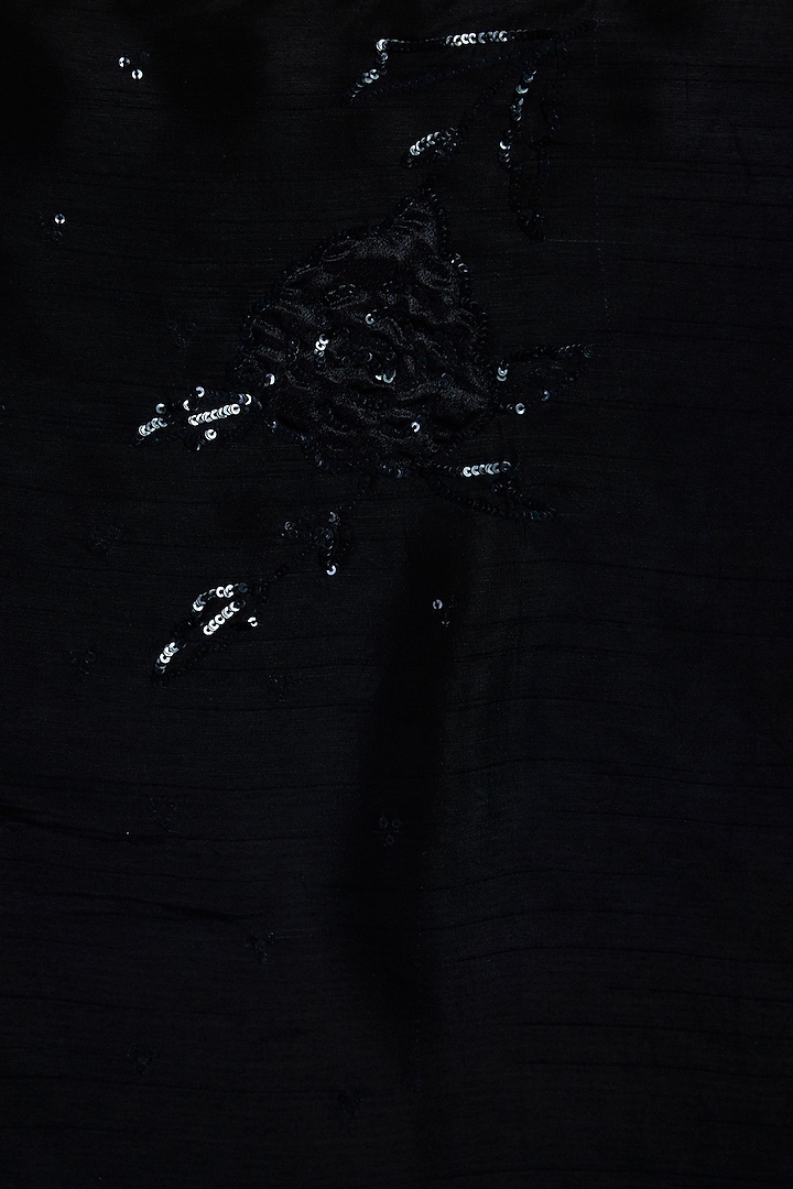 Black Pure Silk Organza Tonal Embroidered Wedding Saree Set by Ranbir Mukherjee at Pernia's Pop Up Shop