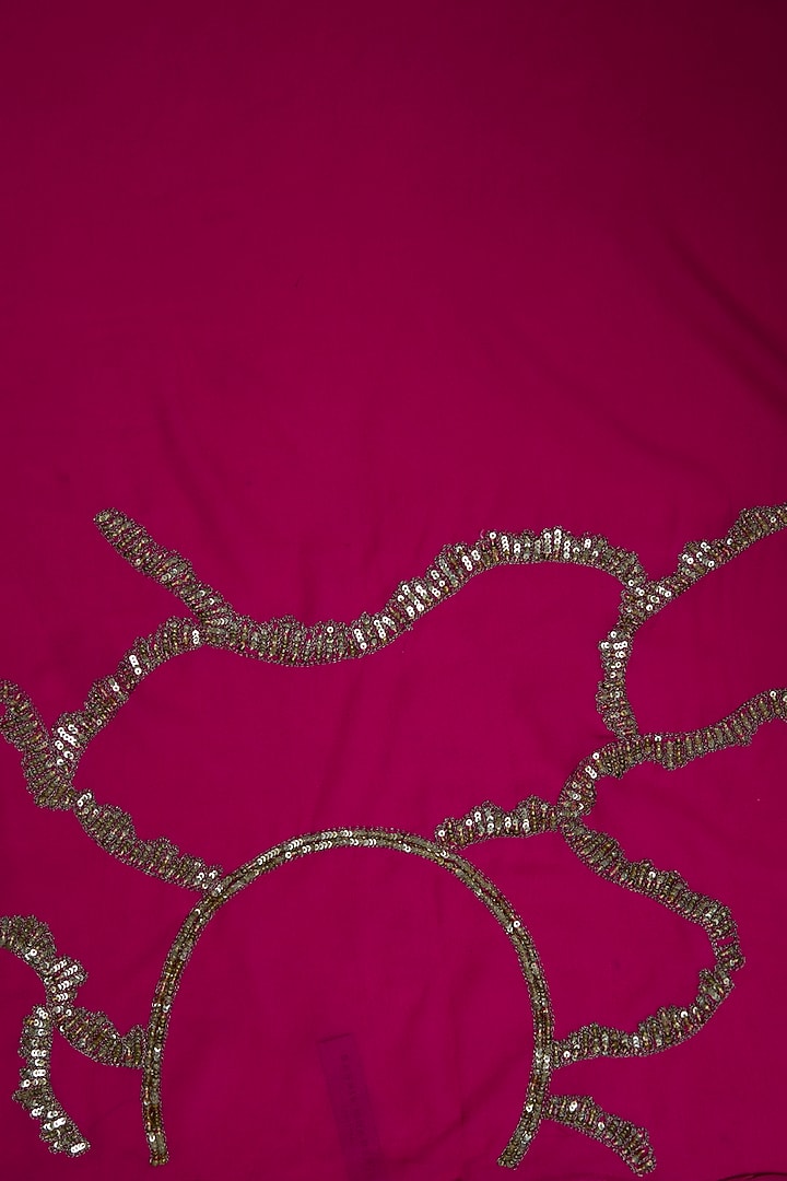 Pink Georgette Hand Embroidered Reception Saree Set by Ranbir Mukherjee at Pernia's Pop Up Shop