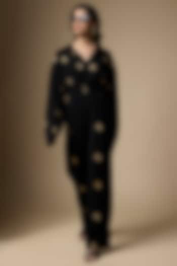 Black Crepe Sequins Embroidered Co-Ord Set by Ranbir Mukherjee at Pernia's Pop Up Shop