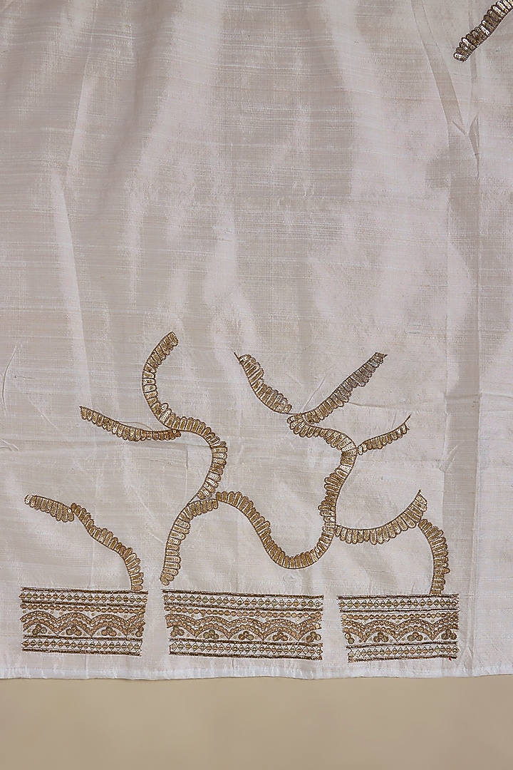 White Pure Silk Organza Embroidered Wedding Saree Set by Ranbir Mukherjee at Pernia's Pop Up Shop