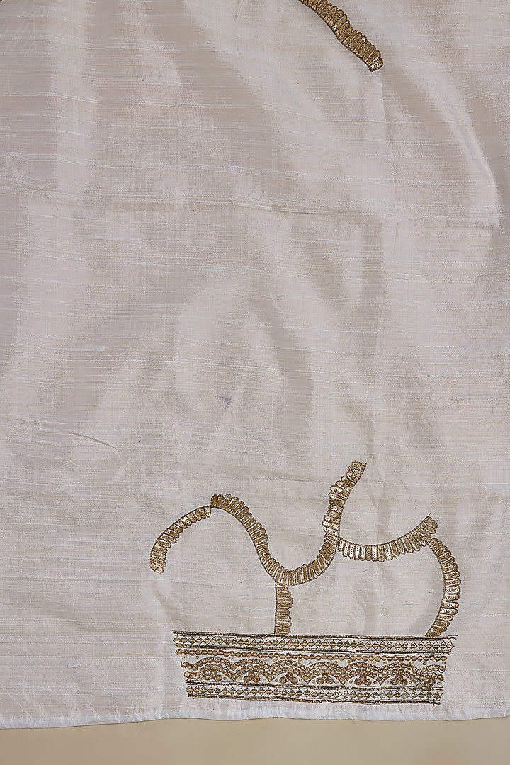 White Pure Silk Organza Embroidered Wedding Saree Set by Ranbir Mukherjee at Pernia's Pop Up Shop