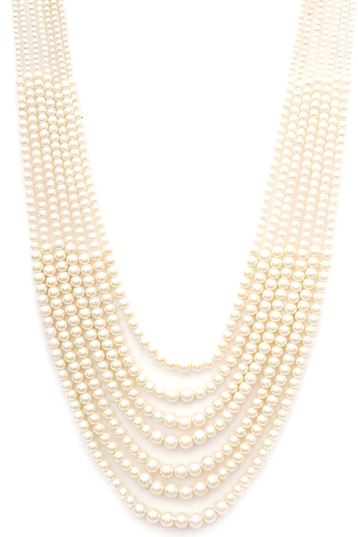 Gold Finish Pearl Layered Mala by RUBY RAANG MEN at Pernia's Pop Up Shop