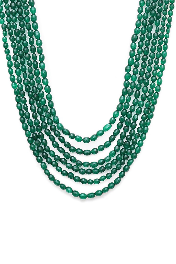 Gold Finish Emerald Layered Mala by RUBY RAANG MEN at Pernia's Pop Up Shop