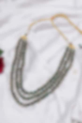 Gold Finish Emerald Layered Mala by RUBY RAANG