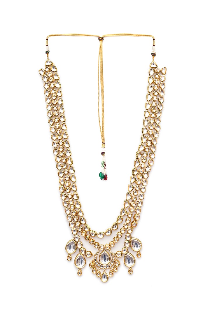 Gold Finish Kundan Polki Layered Mala by RUBY RAANG MEN at Pernia's Pop Up Shop