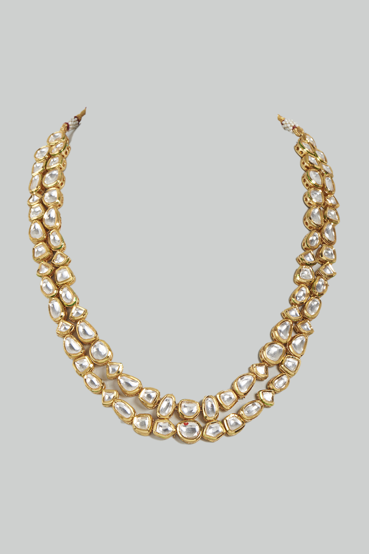Gold Finish Layered Mala With Kundan Polki by RUBY RAANG MEN at Pernia's Pop Up Shop