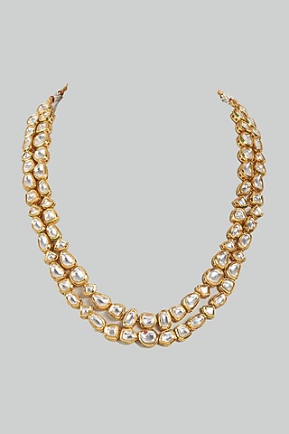 Gold Finish Layered Mala With Kundan Polki by RUBY RAANG MEN
