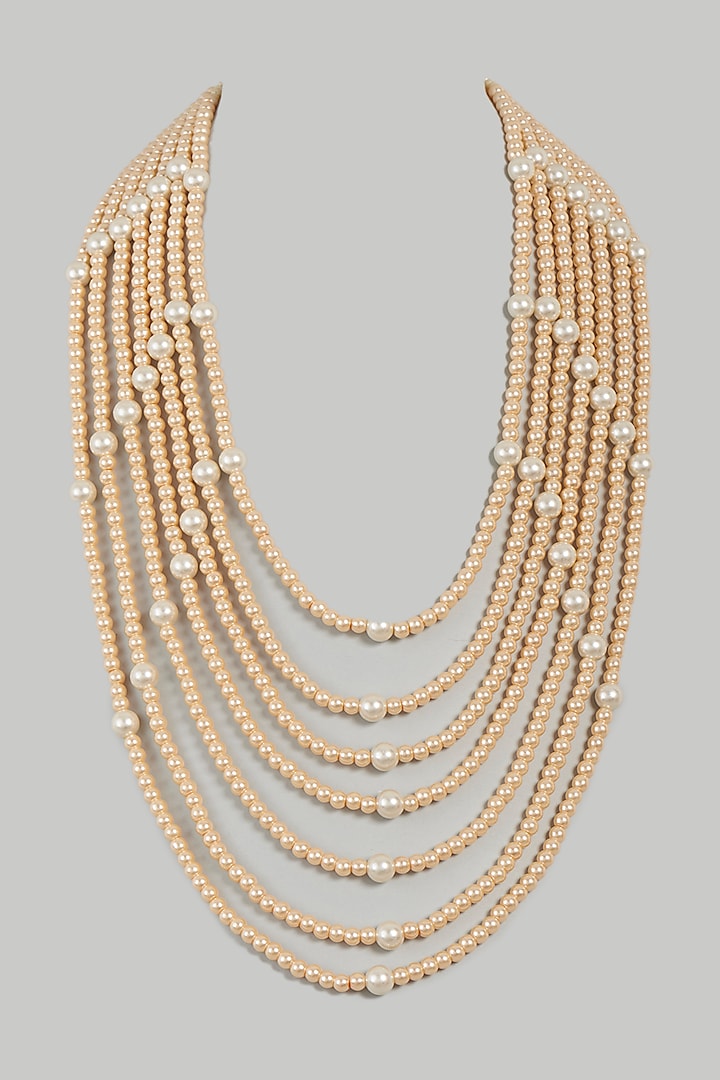 Gold Finish Mala With Pearl by RUBY RAANG MEN