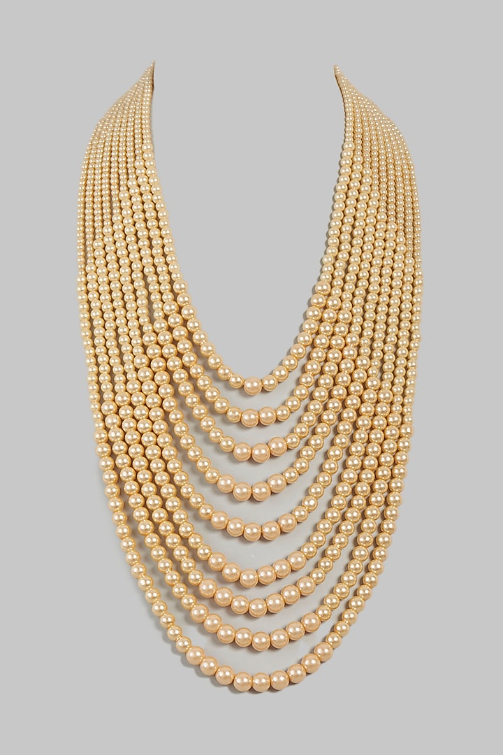 Gold Finish Mala With Pearls by RUBY RAANG MEN