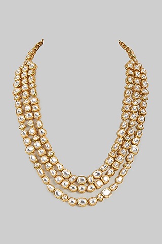 Gold Finish Layered Mala With Kundan Polki by RUBY RAANG MEN