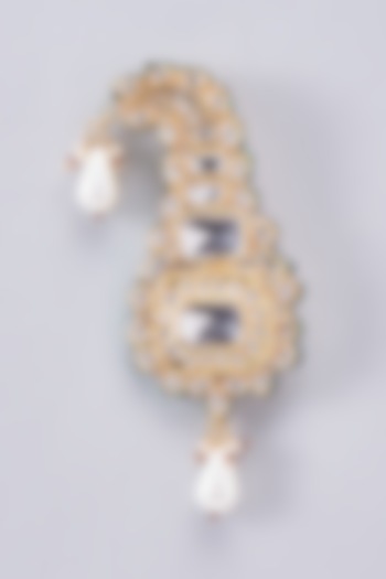 Gold Finish Kundan Polki Meenakari Kalgi by RUBY RAANG MEN at Pernia's Pop Up Shop