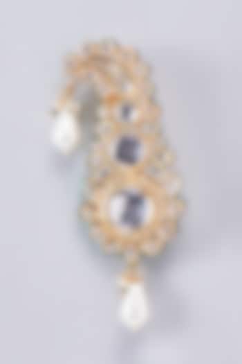 Gold Finish Kundan Polki Meenakari Kalgi by RUBY RAANG MEN at Pernia's Pop Up Shop