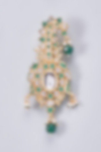 Gold Finish Kundan Polki Meenakari Kalgi by RUBY RAANG MEN at Pernia's Pop Up Shop