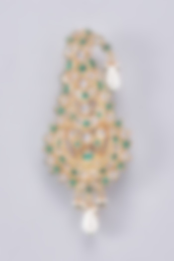 Gold Finish Kundan Polki Meenakari Kalgi by RUBY RAANG MEN at Pernia's Pop Up Shop