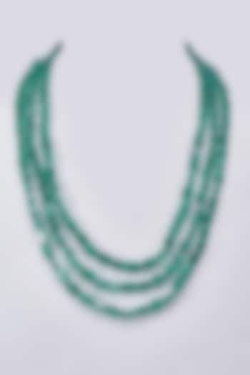 Gold Finish Emerald Layered Necklace by RUBY RAANG MEN