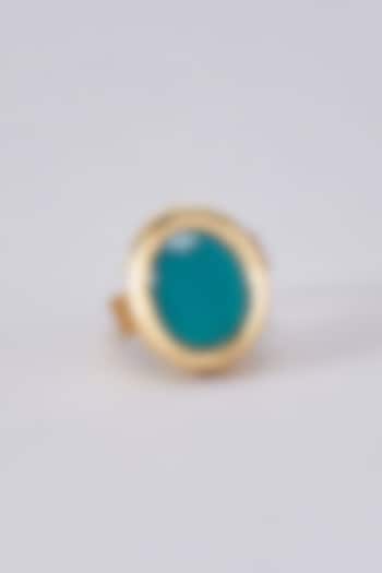 Gold Finish Green Kundan Polki Meenakari Ring by RUBY RAANG MEN at Pernia's Pop Up Shop