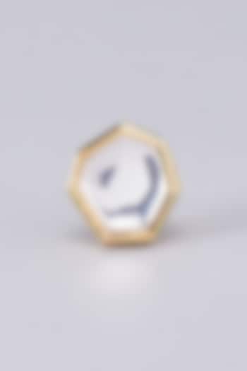 Gold Finish Kundan Polki Meenakari Ring by RUBY RAANG MEN