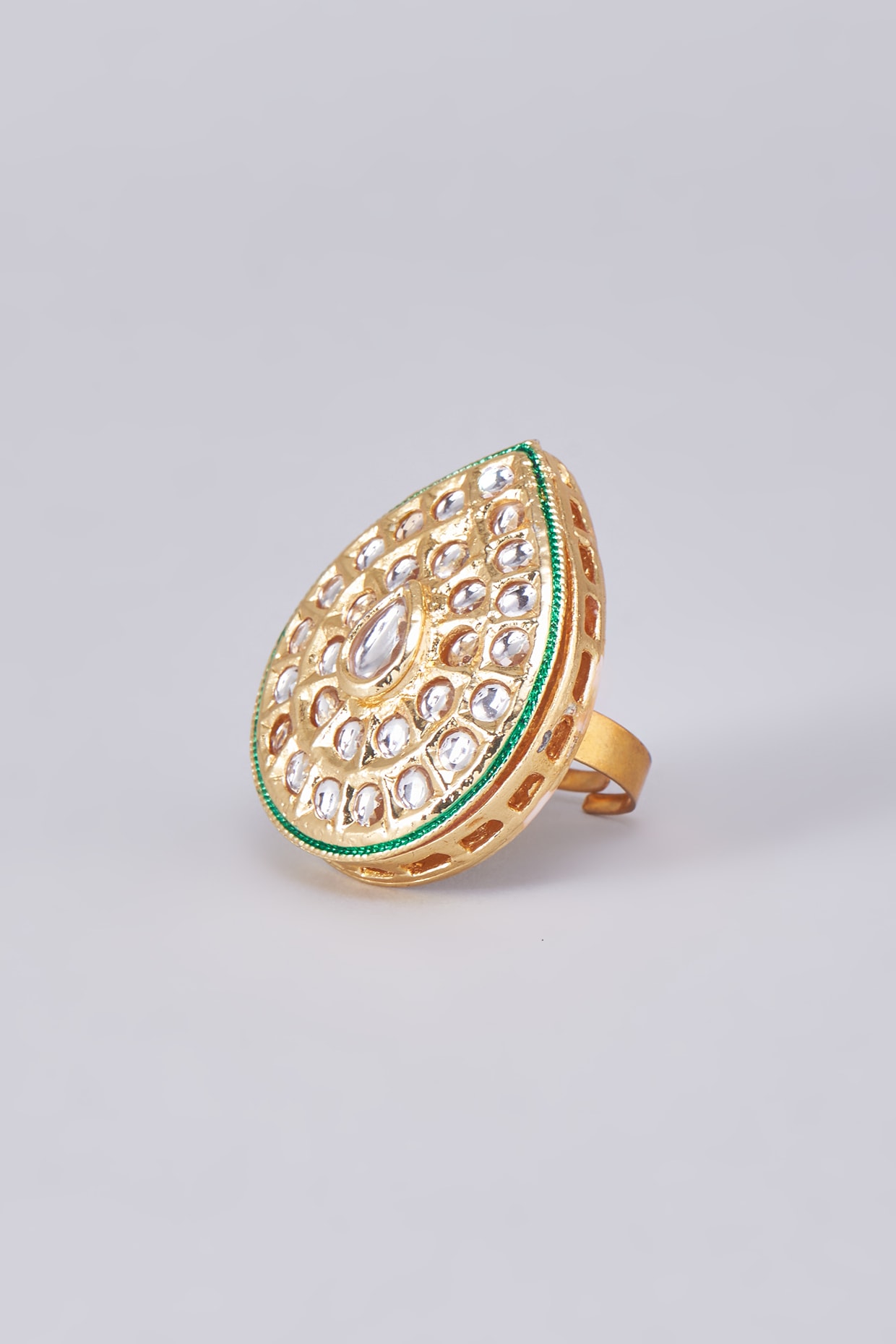Mint Meenakari Stone Studded Adjustable Ring : JKC5501