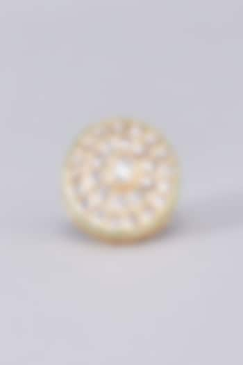 Gold Finish Kundan Polki Meenakari Ring by RUBY RAANG MEN