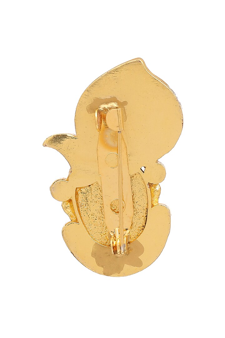 Antique Gold Brass Multi-Colored Stone Handcrafted Brooch by RUBY RAANG MEN at Pernia's Pop Up Shop