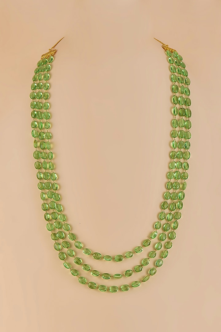 Mint Green Pearl Layered Necklace by RUBY RAANG MEN