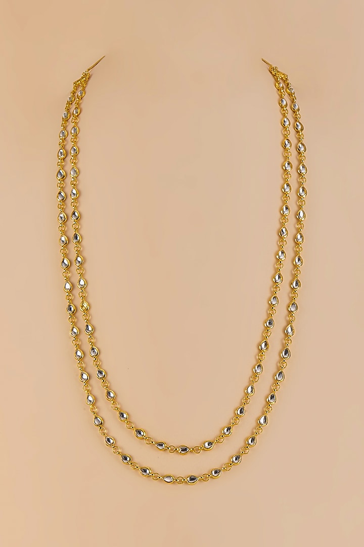 Gold Kundan Polki Layered Necklace by RUBY RAANG MEN